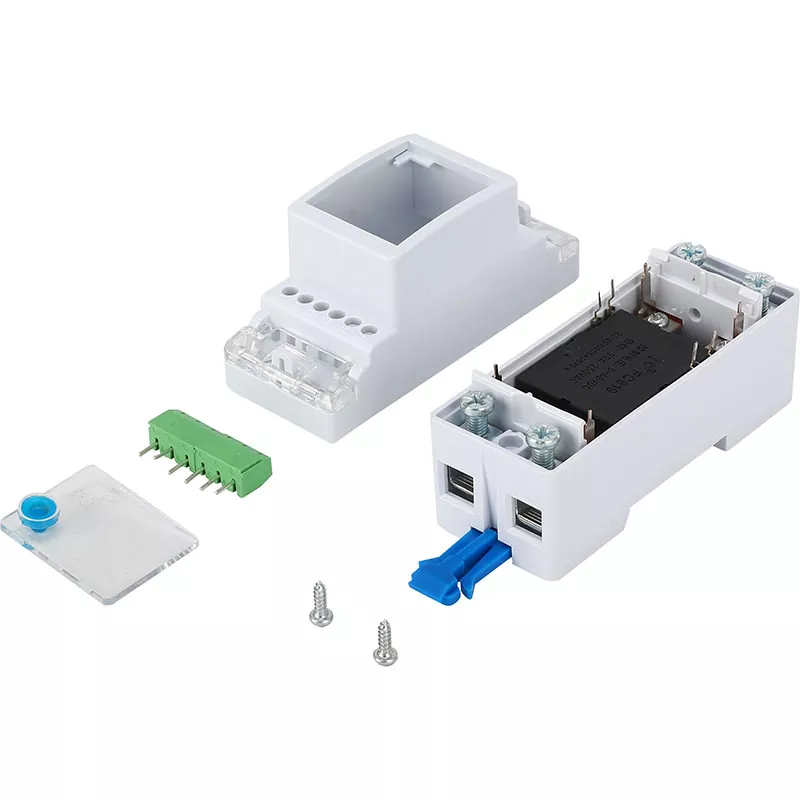 Enfaset 2P skinnetype topp-inn-bunn-ut låserelé